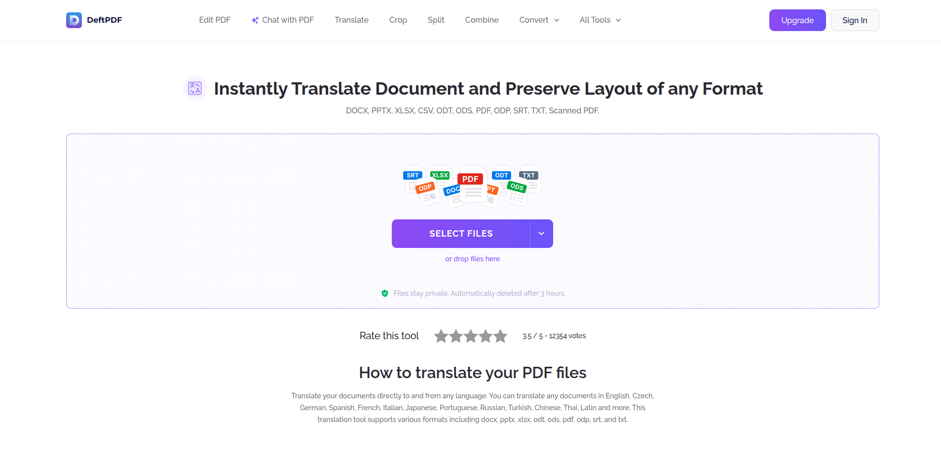 Document translation tool with multi-format support