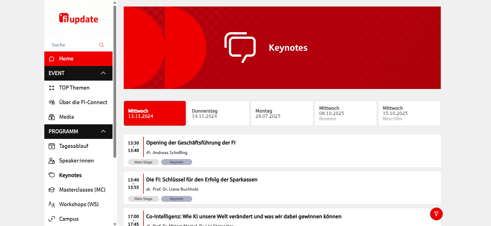 Event program — session details and descriptions