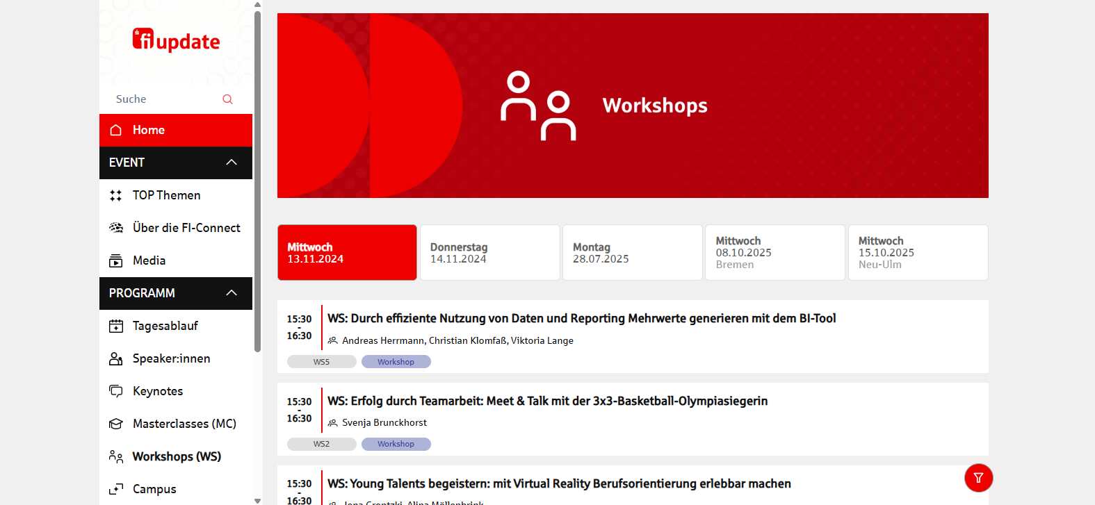 Event program — full agenda timeline view