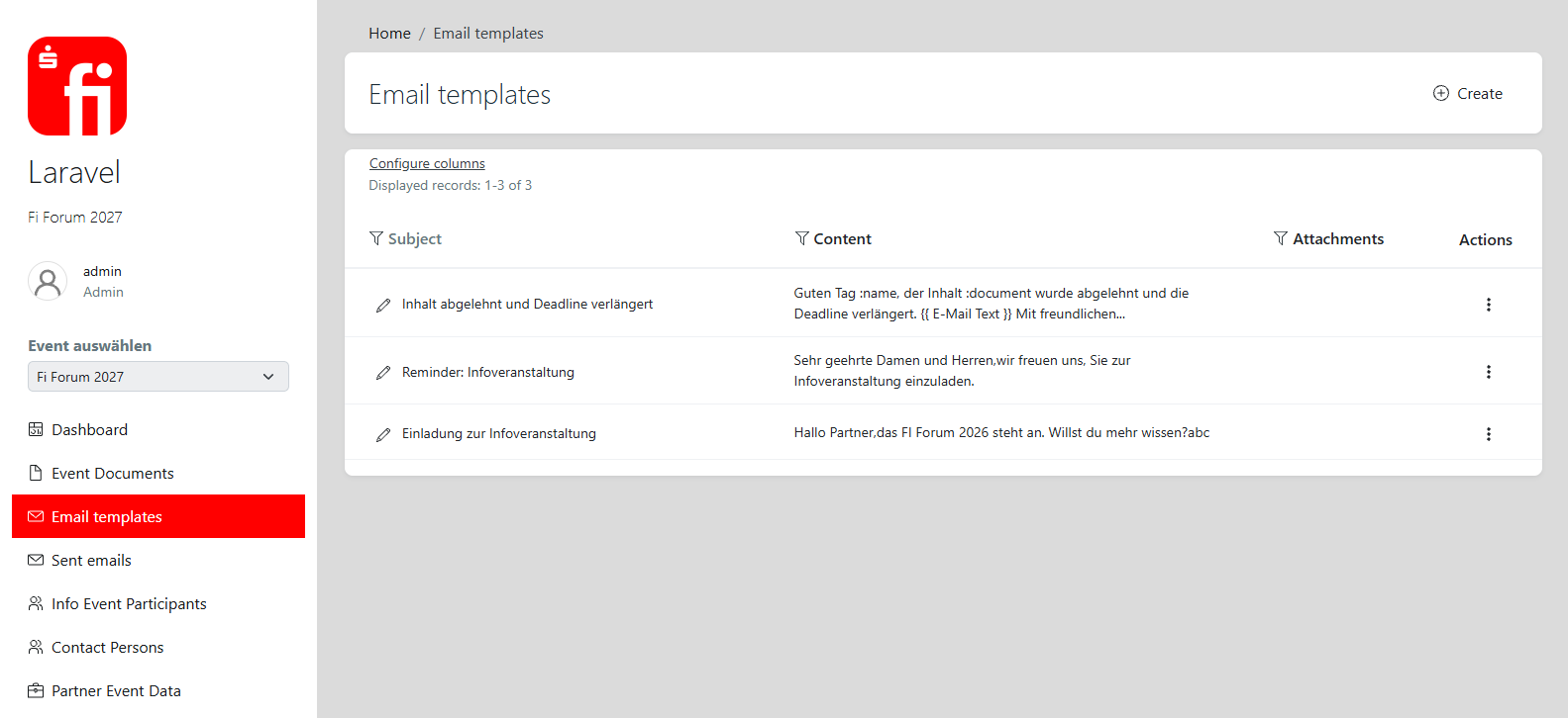 Mass communication with personalized email templates