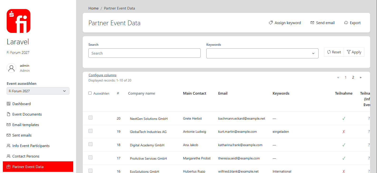 All partner data centralized in one searchable view