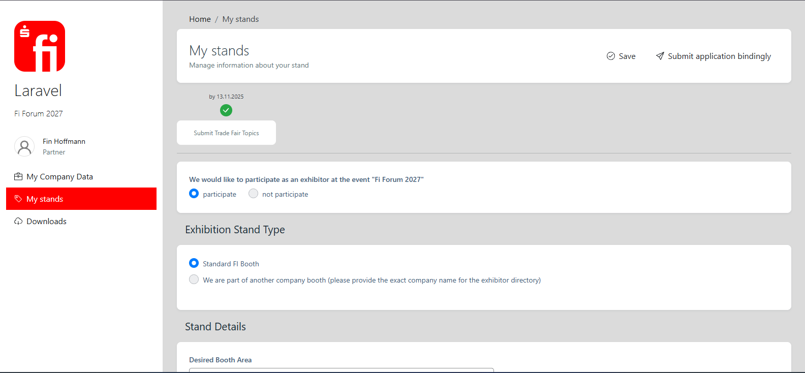 Partners choosing their booth setup through self-service