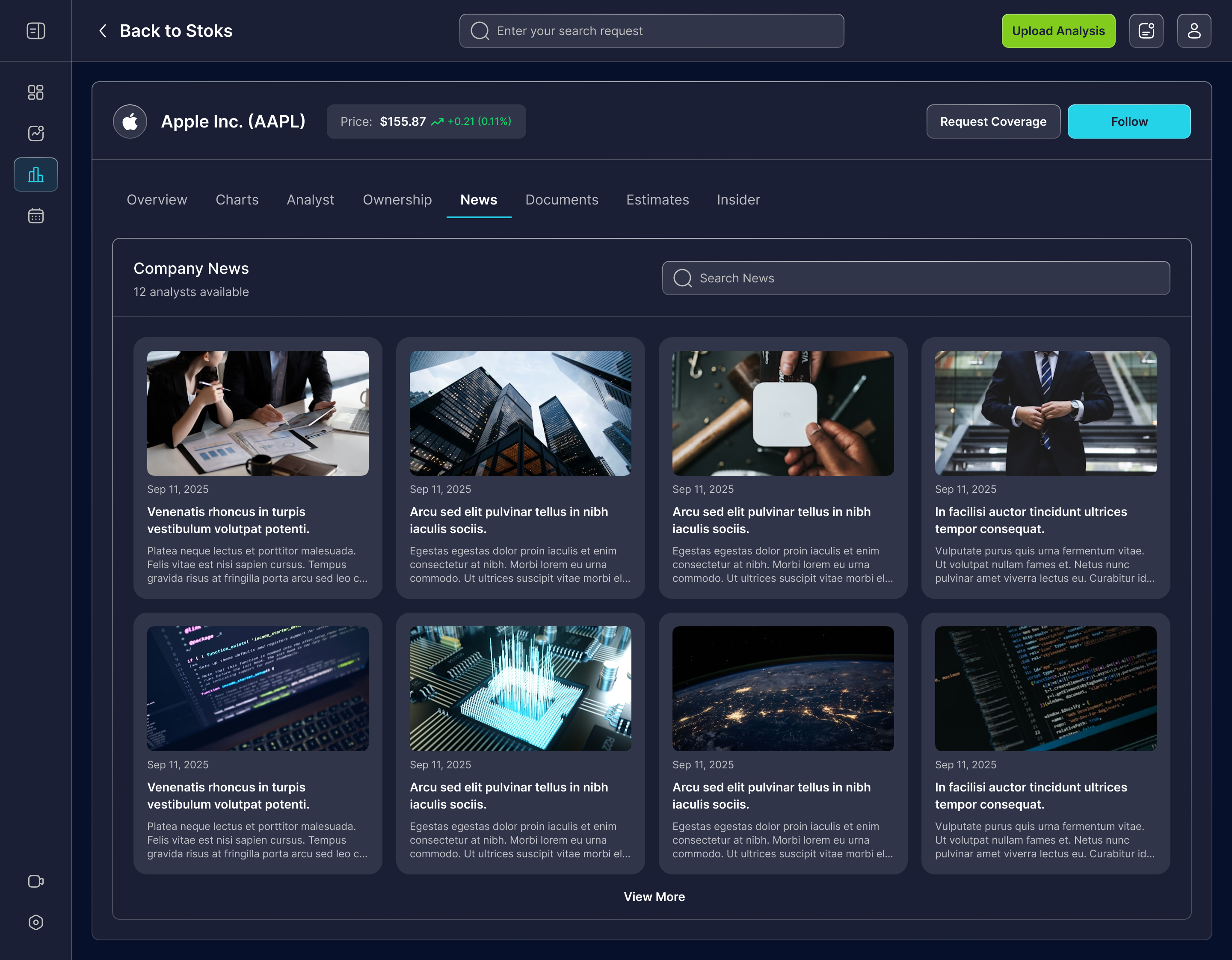 Company news feed for a stock